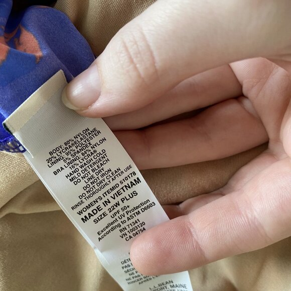 NWT LL Bean Womens 22W Plus Cobalt Blue Tankini Swim Top Coral Floral Padded - Picture 8 of 9